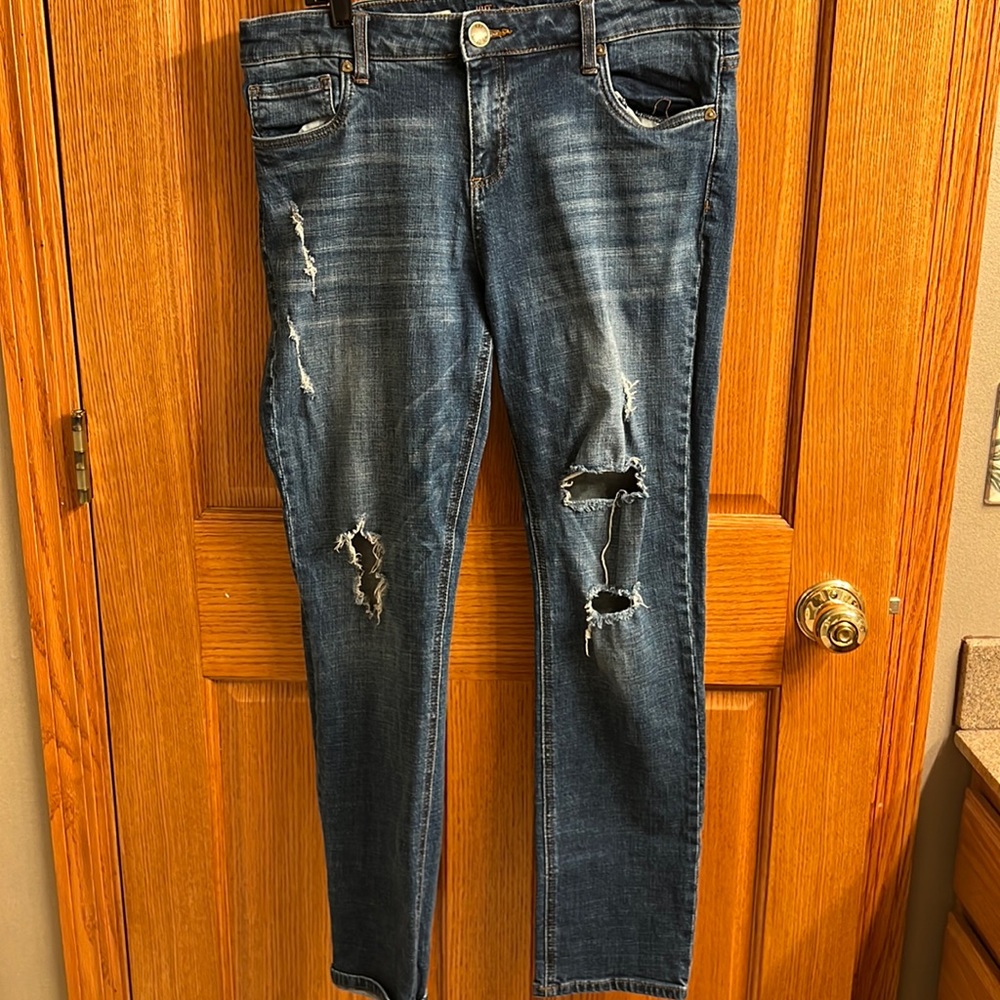 KUT From the Cloth Blue Boyfriend Ripped Jeans